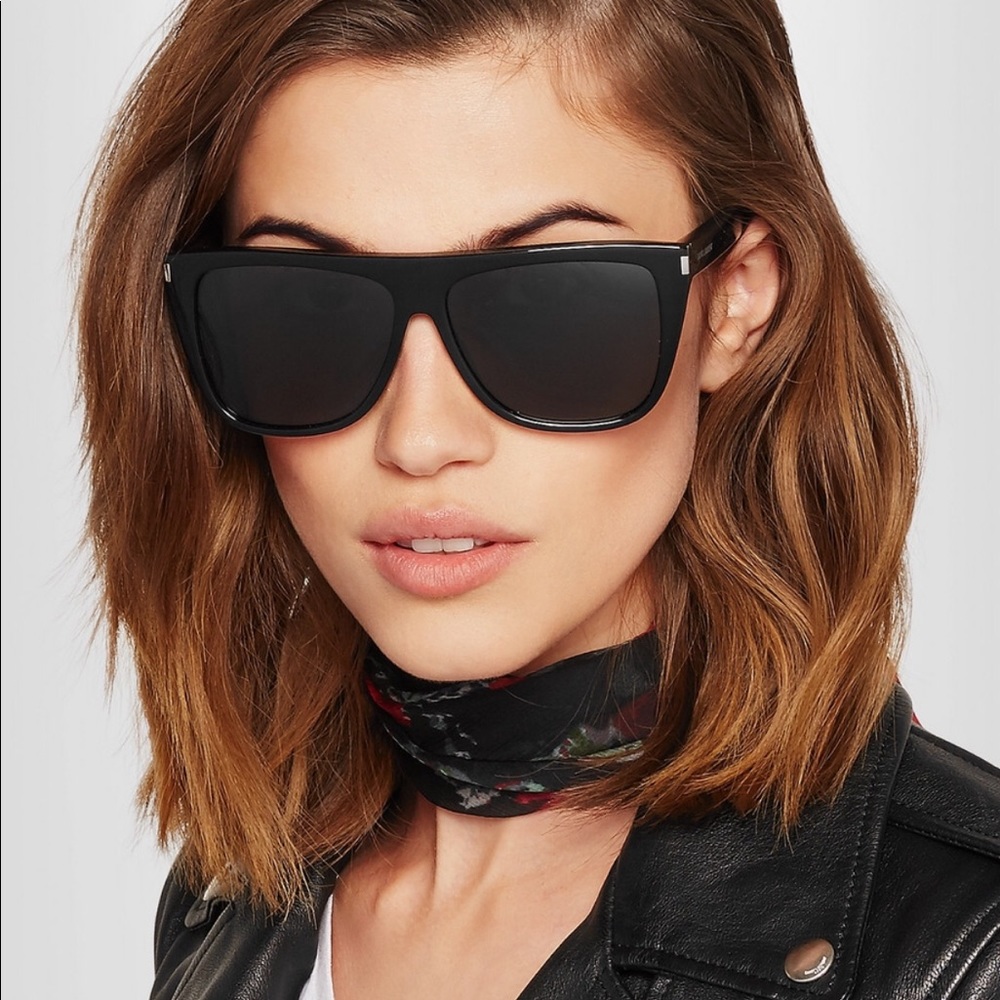 Saint Laurent acetate flat top sunglasses.